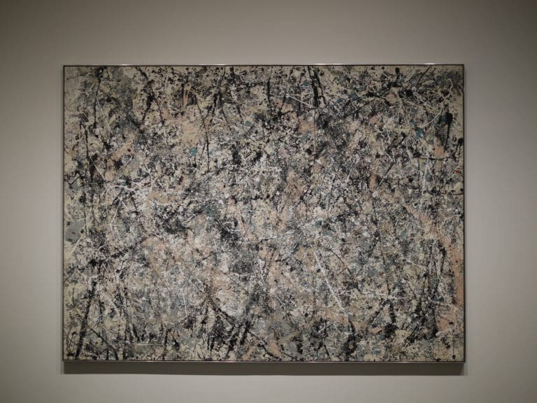 In Lavender Mist, Pollock layers fluid threads of paint to build a soft, immersive field of energy—neither violent nor calm, just alive.