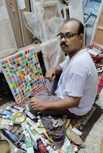 Rendering my visual thoughts on canvas in my studio