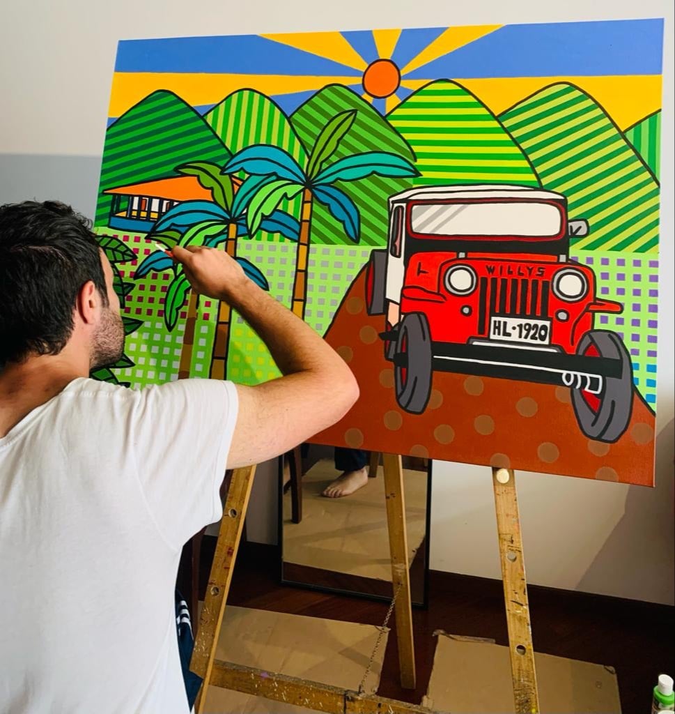 Painting in studio