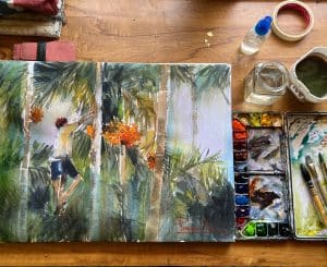 My home workplace for watercolor painting