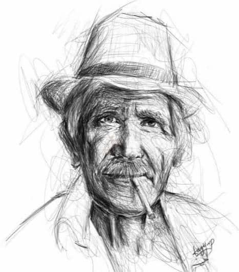Scribble art of Old Man