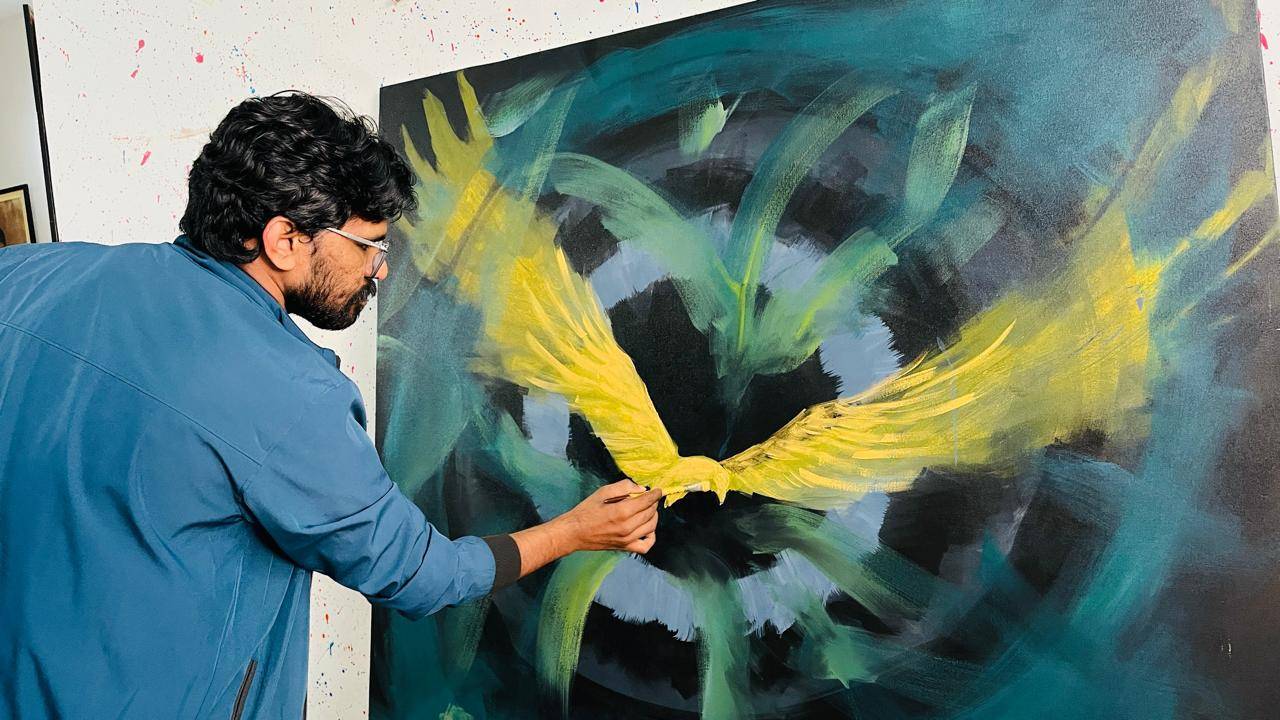 Working on my latest painting on 60x60 inches Canvas