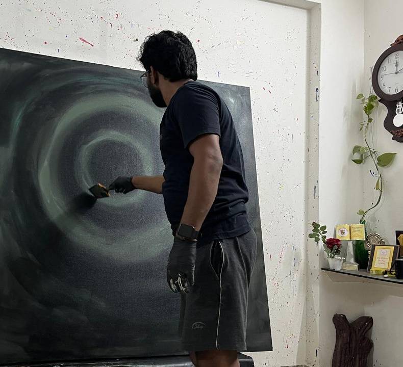 Primary layer at big canvas (5x5 feet) Late night work at 12 AM