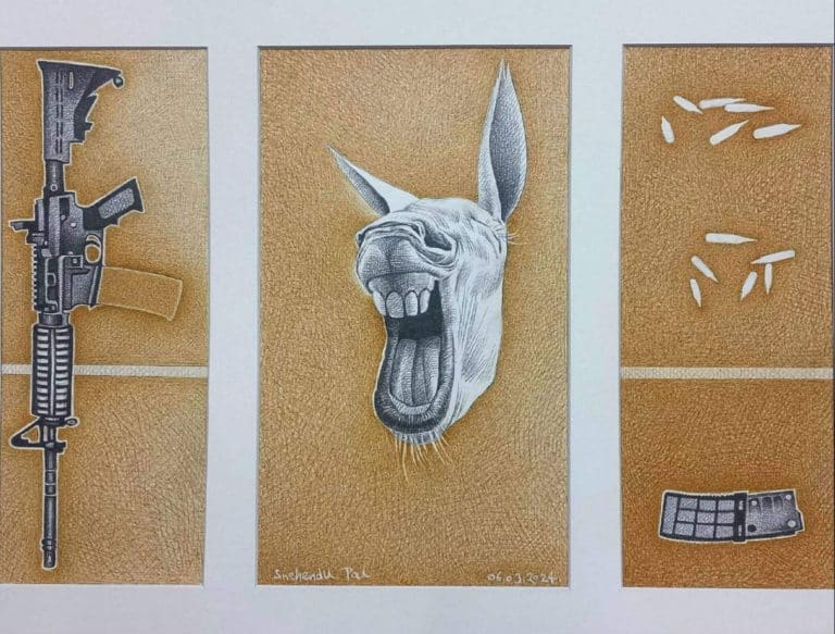Donkey laughing.