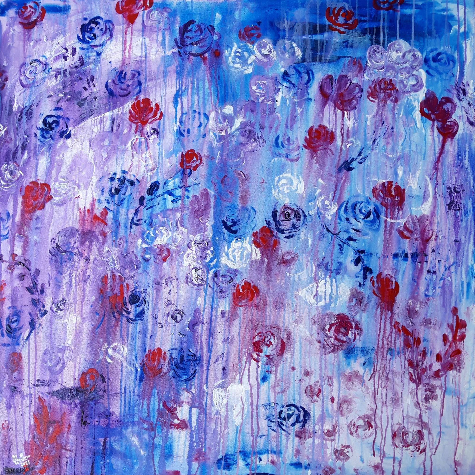 The touch of blue roses