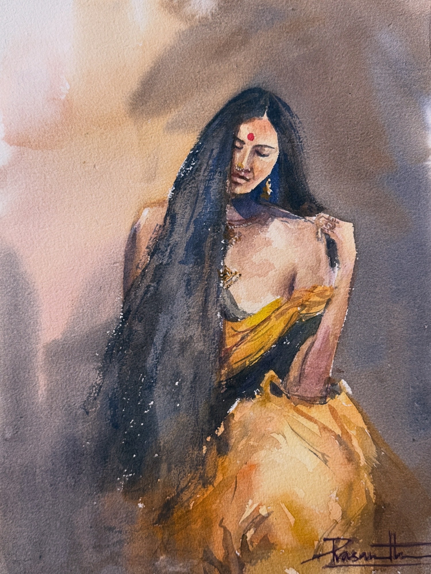 Lady in Yellow saree